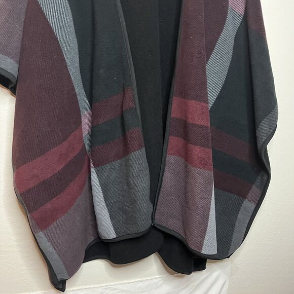 Ike Behar Plaid Fleece Wrap Open Cardigan Shawl Poncho Blanket Women One Size - Picture 4 of 7